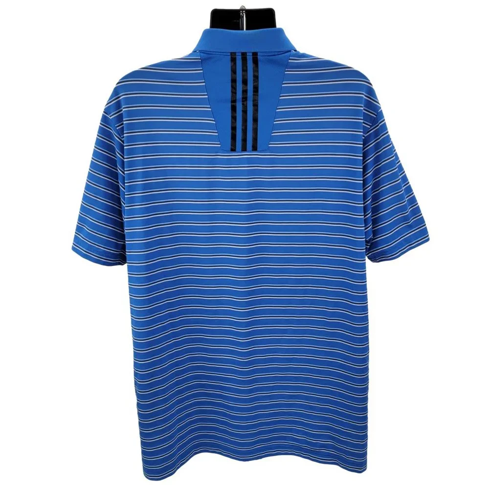 Adidas Golf‎ Polo Shirt Men’s XL Blue Striped Short Sleeve CLIMACOOL Performance